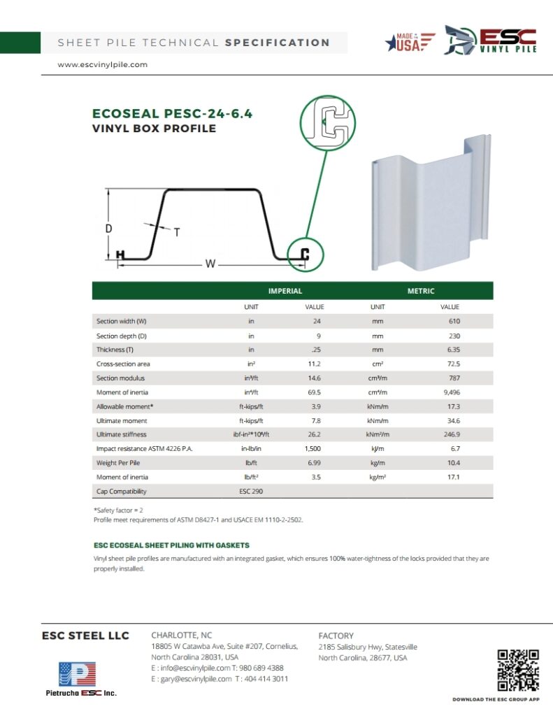 vinyl sheet pile datasheet