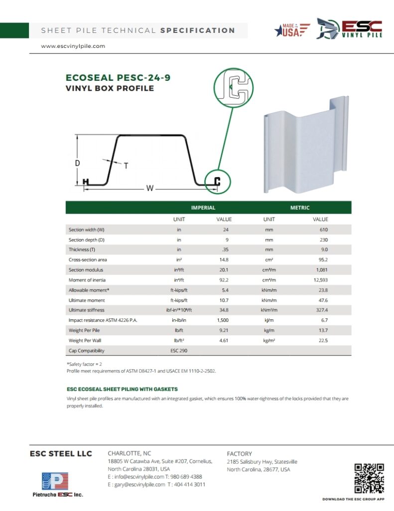 vinyl sheet pile datasheet