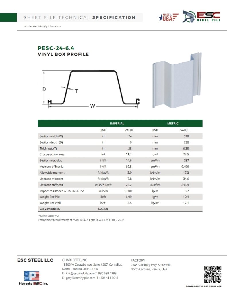 vinyl sheet pile datasheet